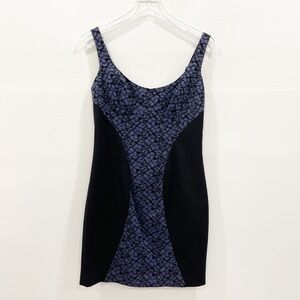 Black Halo Blue Lace Panel Boustier Mini Dress 10